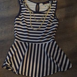 Dark blue and white blouses